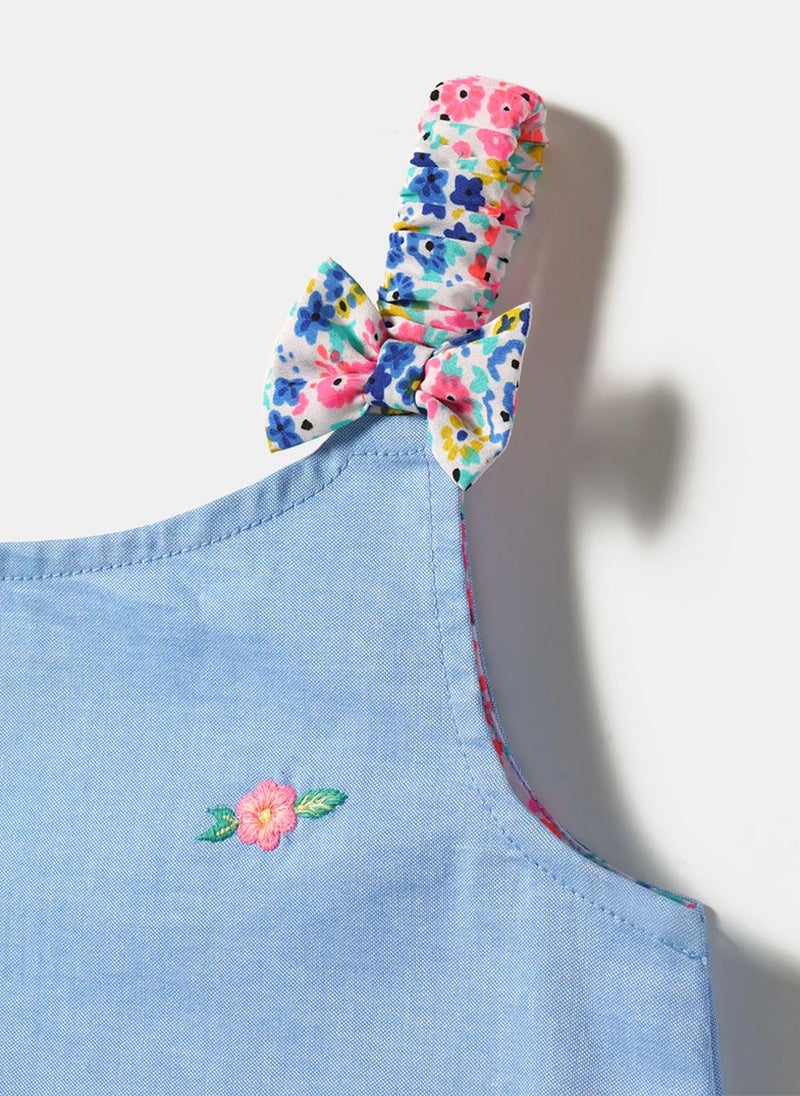 Nautinati Girls' 100% Cotton One-shoulder Romper with Floral, Strawberry, Avocado & Mango Embroidery - Image 4